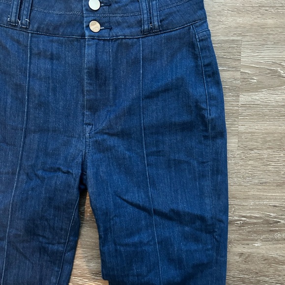 High-Waisted Dark Blue Flare Jeans - Picture 2 of 7